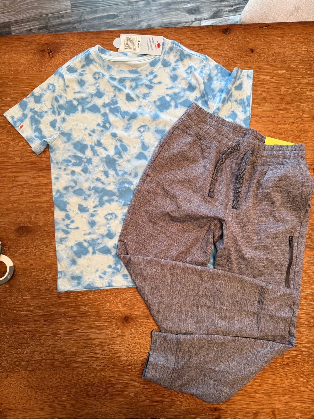 Boy’s Cat&Jack Blue Tie-Dye Tee and All in Motion Gray Jogger Sweatpants